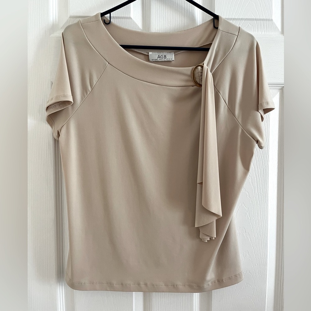 Office sleeveless cream beige blouse